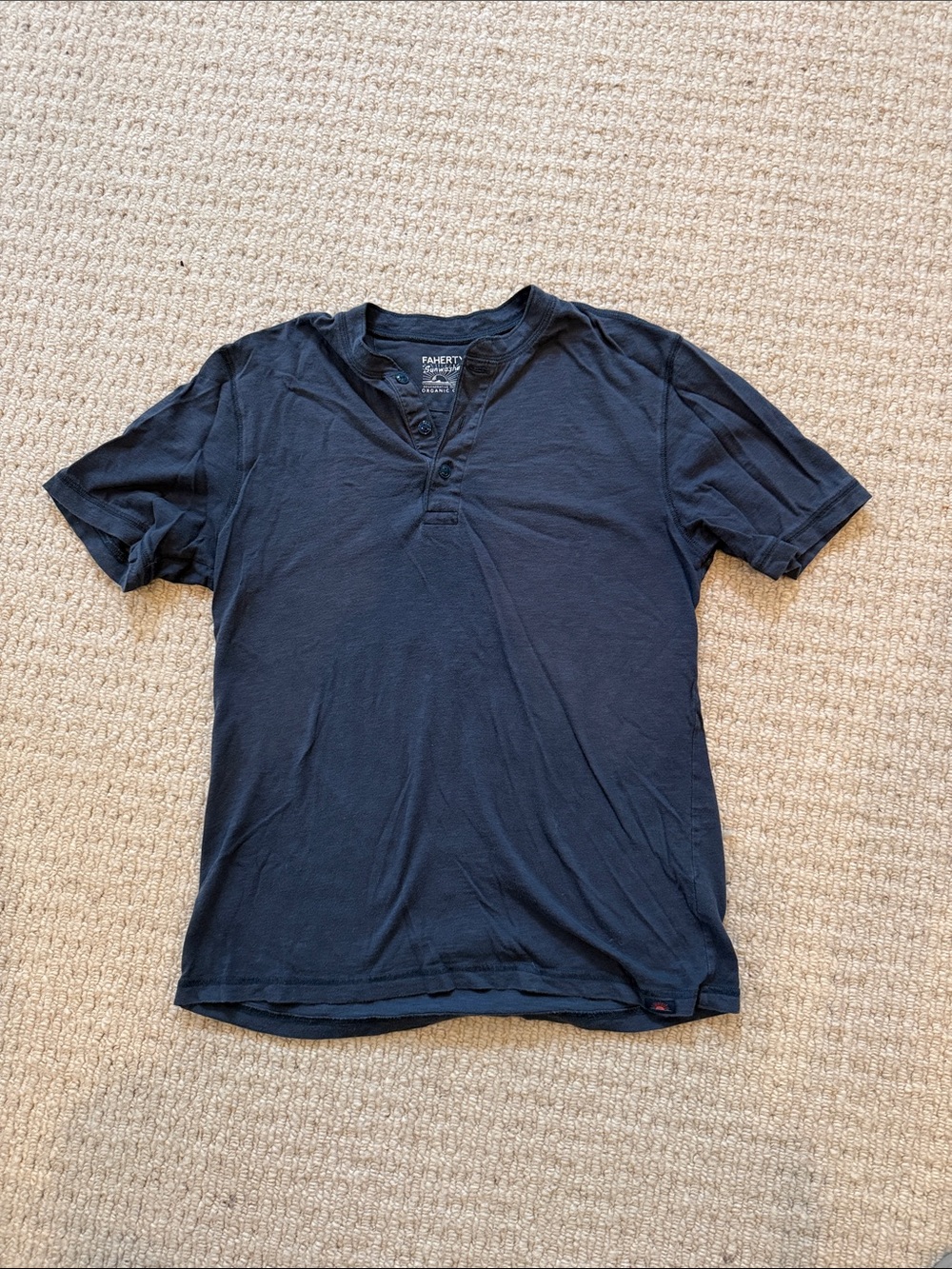 Faherty Short-Sleeve Split-Neck Tee - Navy